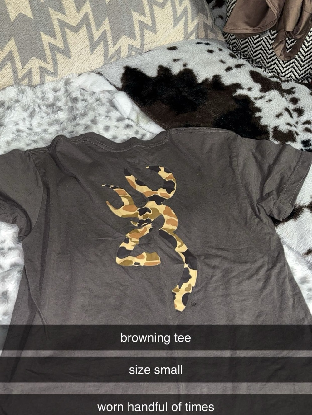 Browning Charcoal Tee with Camo Buckmark Graphic